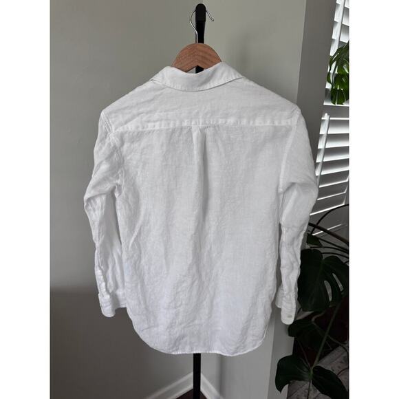 J. Mclaughlin White Linen Long Sleeve Blouse Small - Picture 4 of 4
